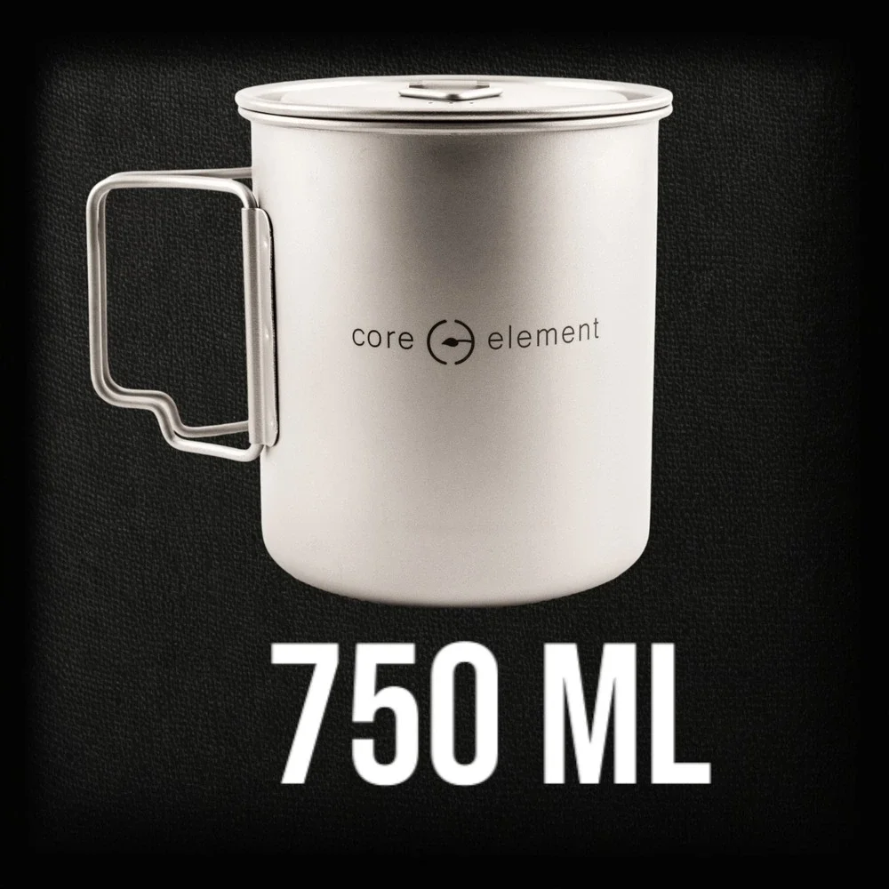 Bundle of Titanium Cookware Ultralight 25oz 750ml‎ Cup Mug Long Spoon Spork